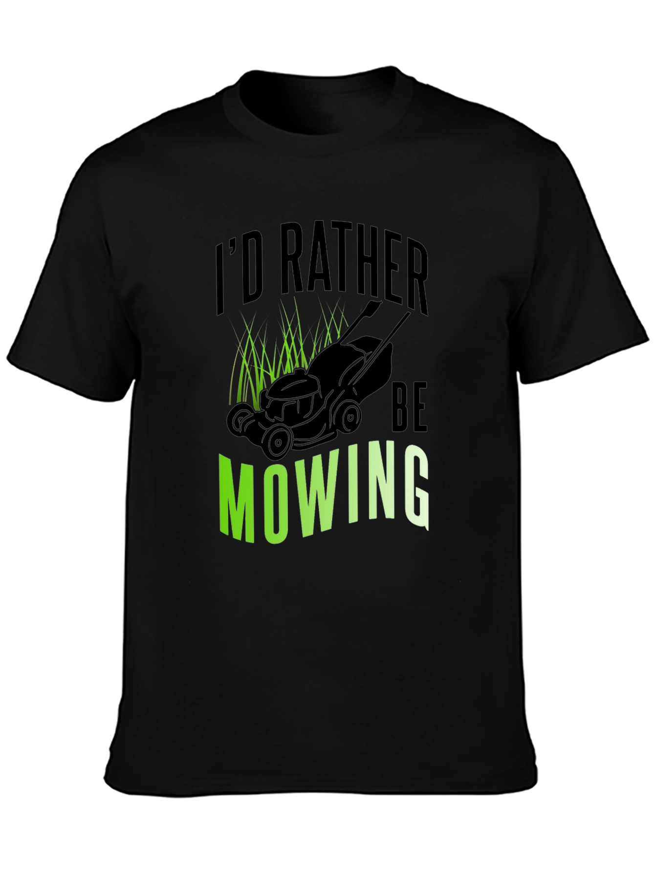 Id Rather Be Mowing Black Graphic Tee