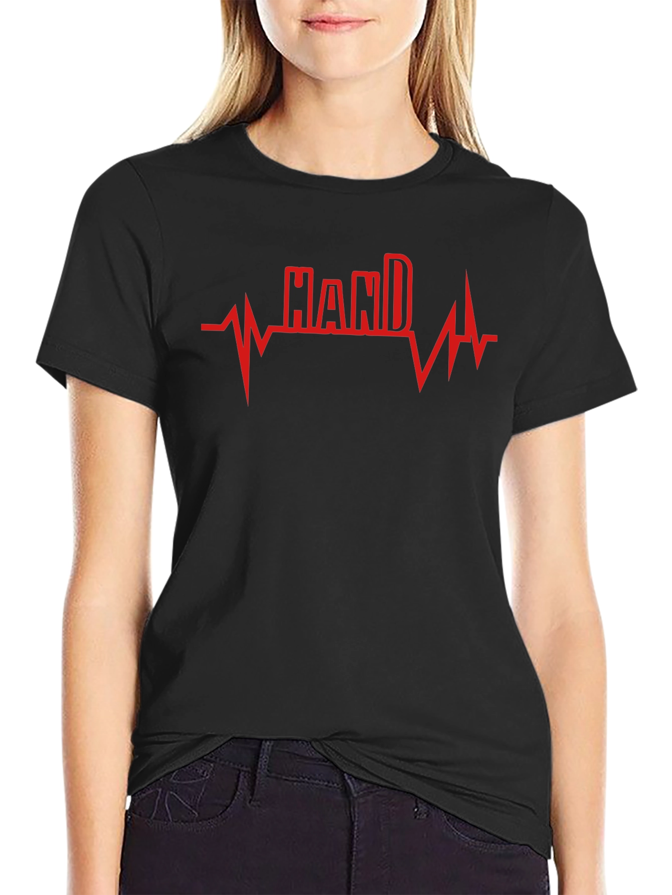 Hand Heartbeat Graphic Tee - Unisex Black T-Shirt