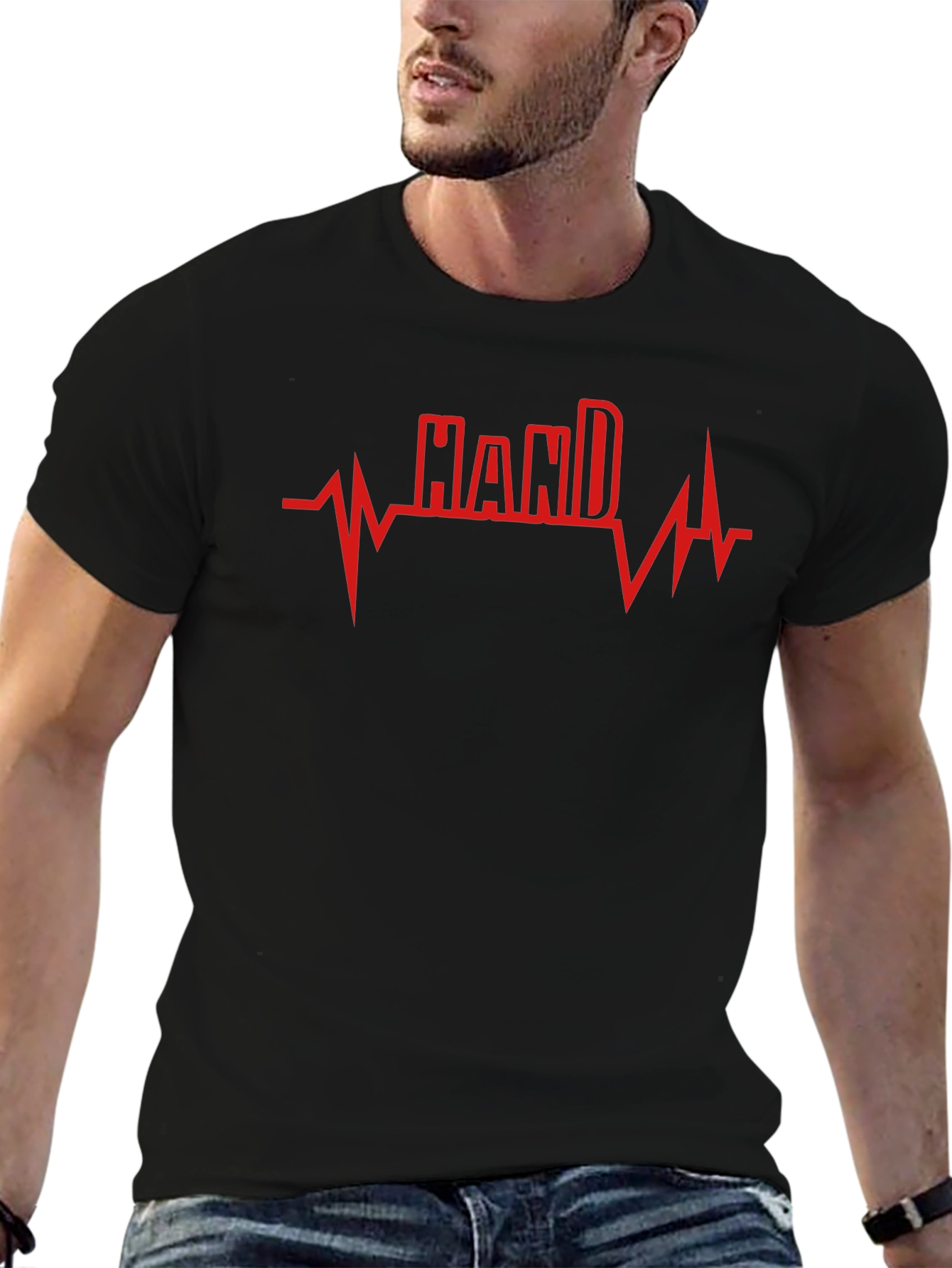 Hand Heartbeat Graphic Tee - Unisex Black T-Shirt