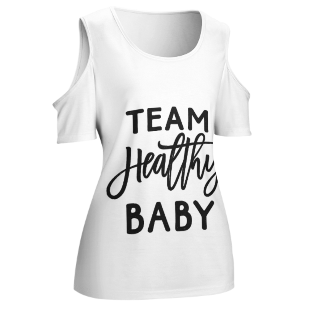 Team Healthy Baby Graphic T-Shirt – Cute Pregnancy Announcement Tee for Moms-To-Be(z171)