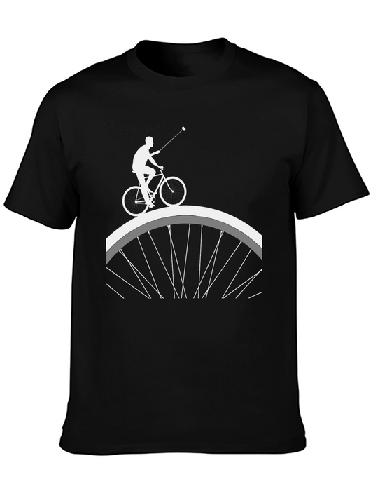 Selfie Cyclist Graphic T-Shirt - Black Cotton Tee