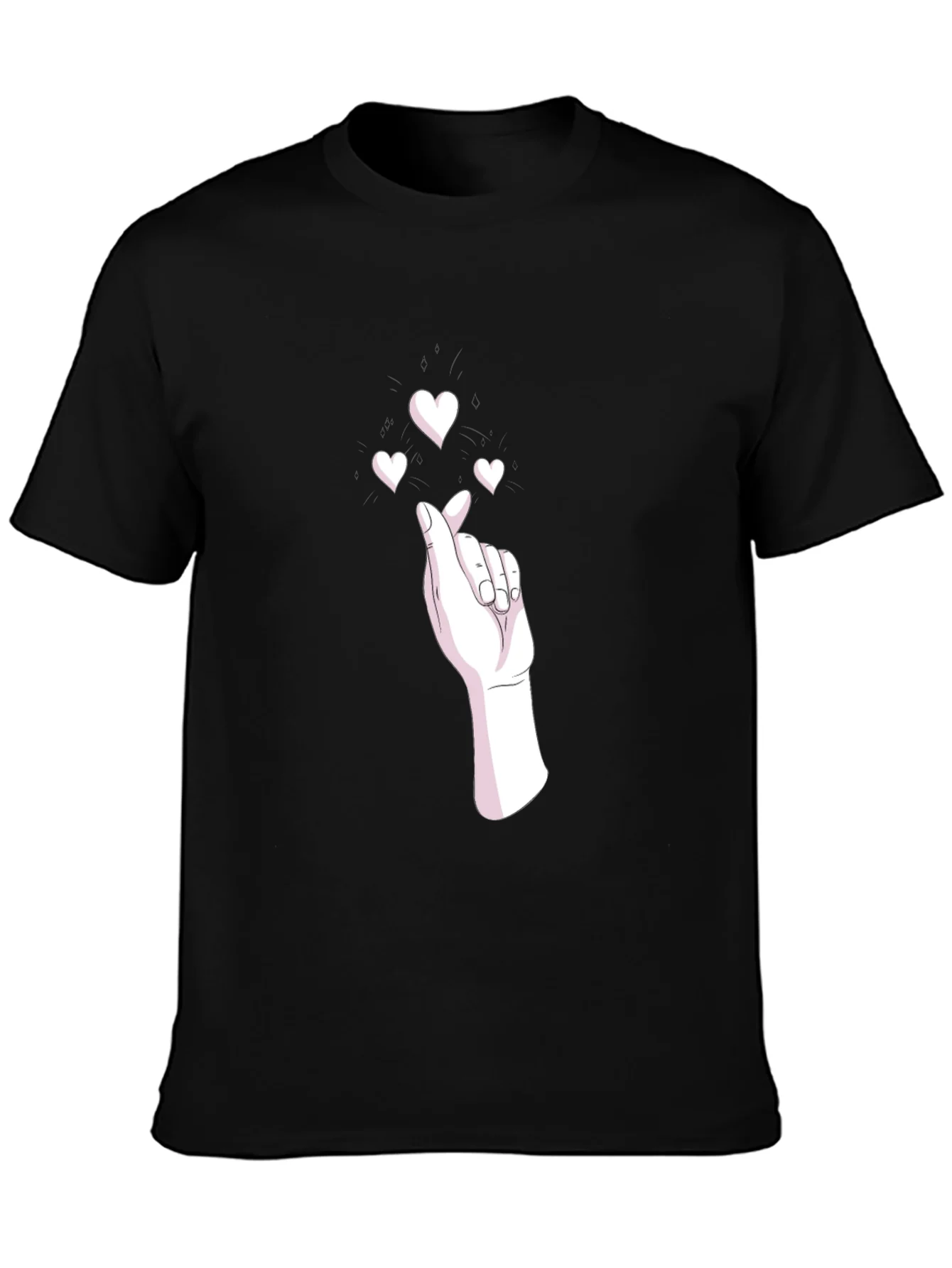 Heart Gesture Graphic Tee - Stylish Black T-Shirt