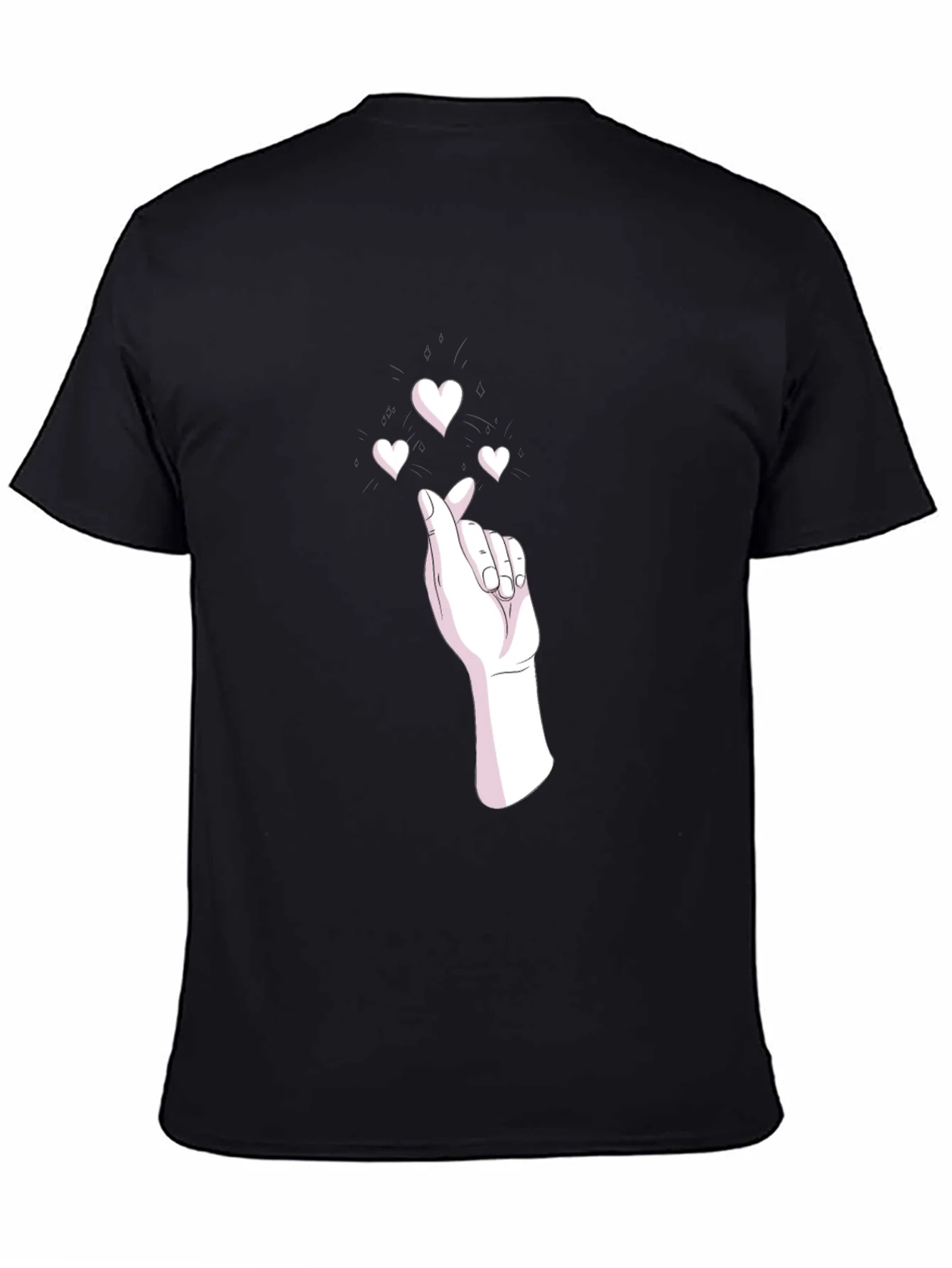 Heart Gesture Graphic Tee - Stylish Black T-Shirt