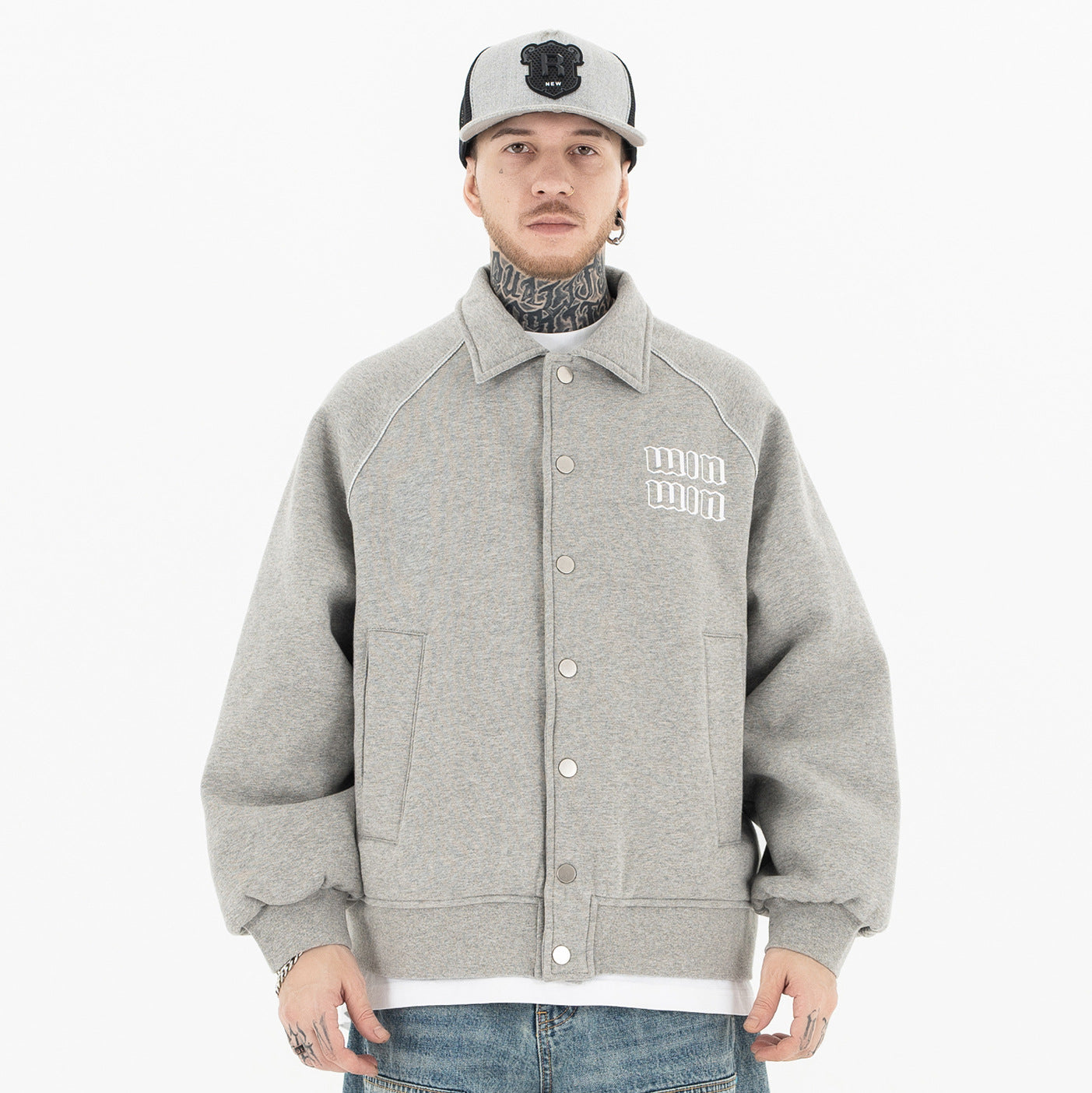 Solid Color New Logo Collar Casual Jacket Men's Baseball Jacket