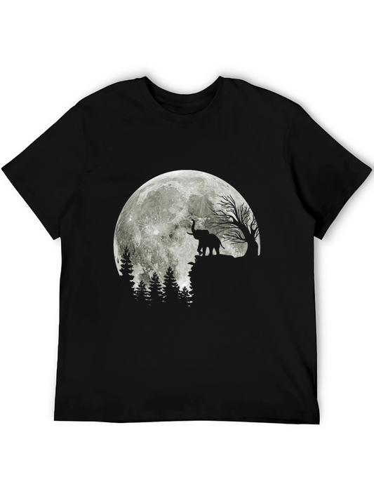 Elephant Moon Silhouette Black T-Shirt