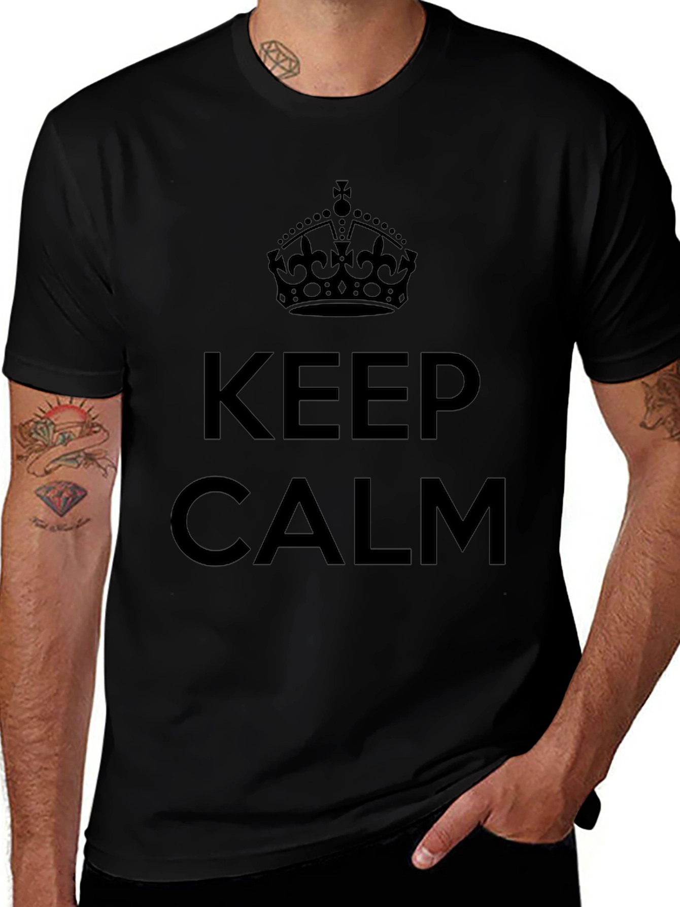 Keep Calm Crown Graphic Tee - Black