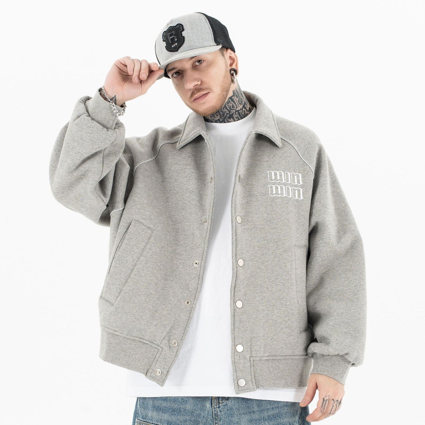 Solid Color New Logo Collar Casual Jacket Men's Baseball Jacket