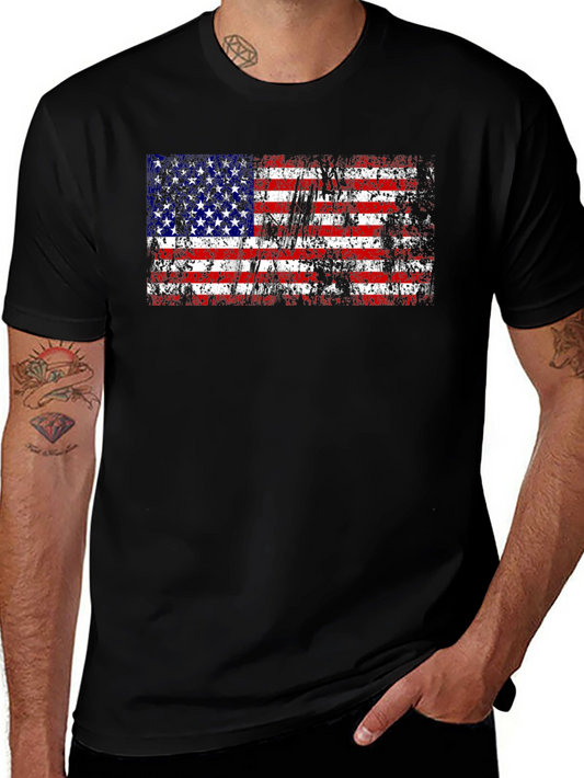 USA Flag Distressed Graphic T-Shirt