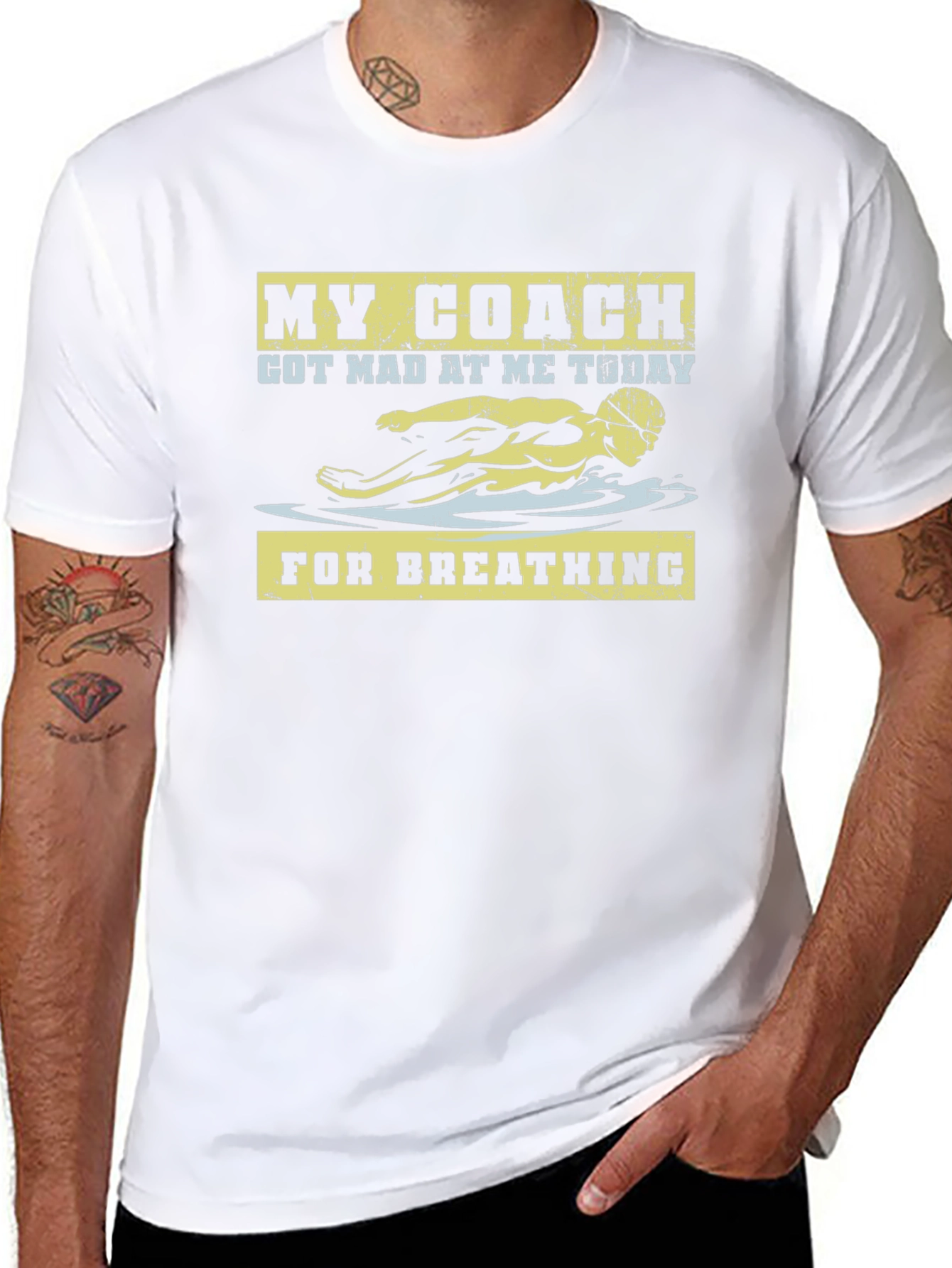 Funny Swim Coach T-Shirt - For Breathing