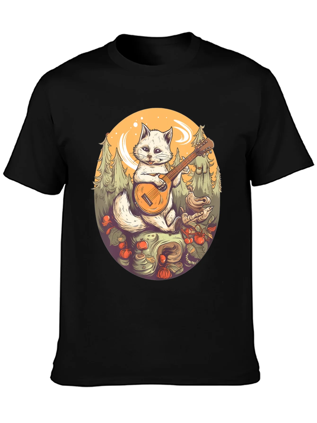 Cat Playing Banjo Graphic T-Shirt