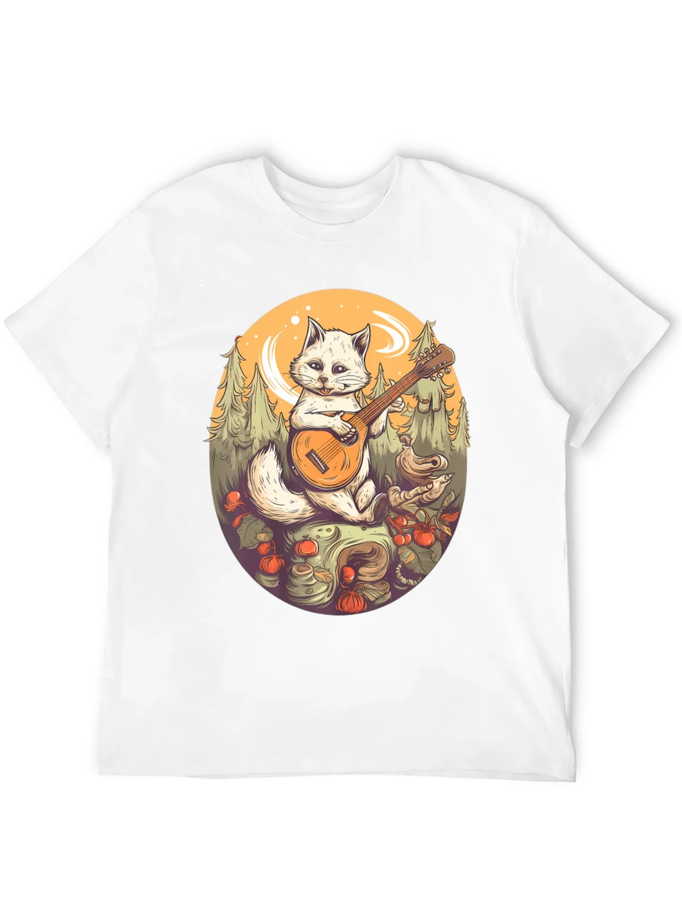 Cat Playing Banjo Graphic T-Shirt