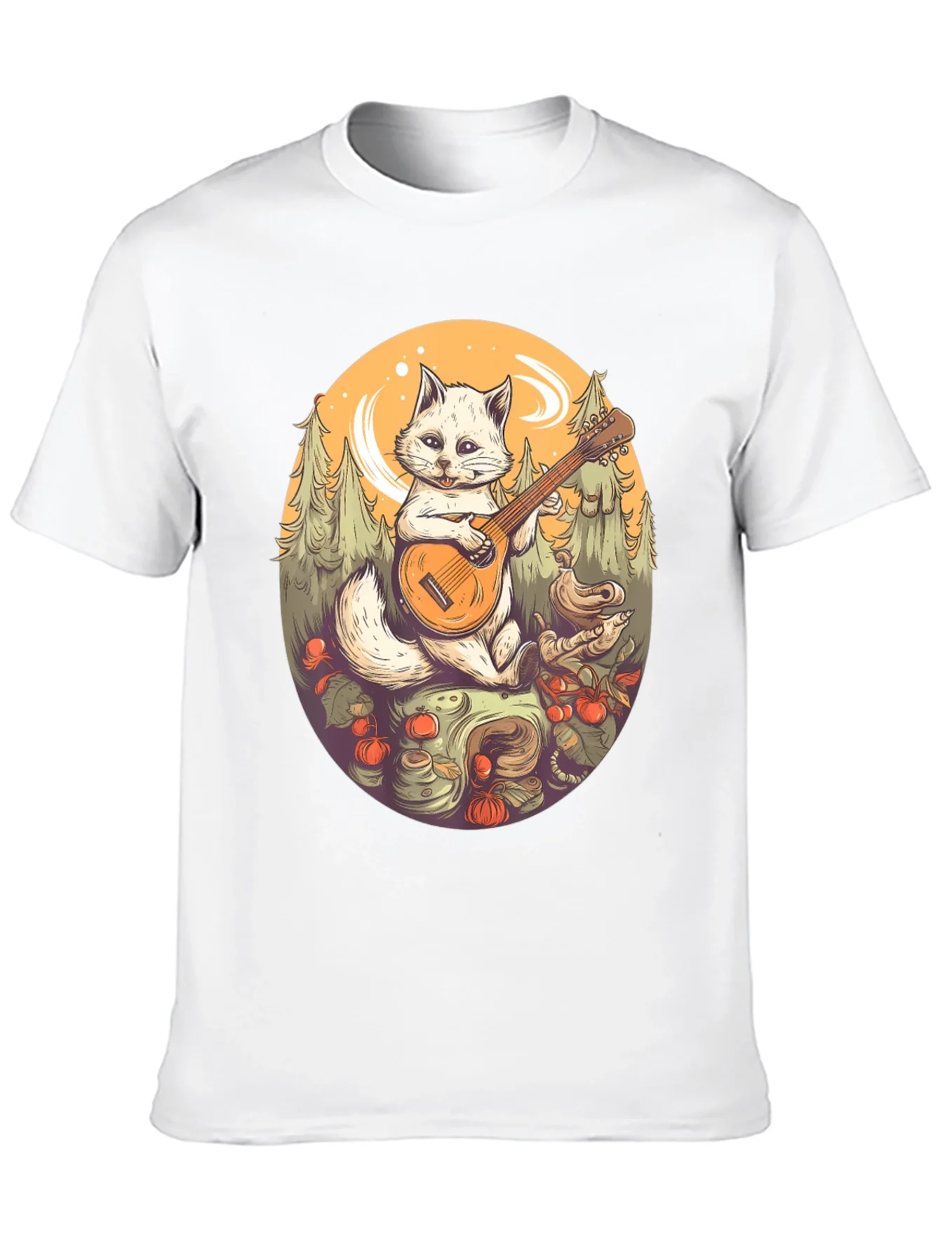 Cat Playing Banjo Graphic T-Shirt