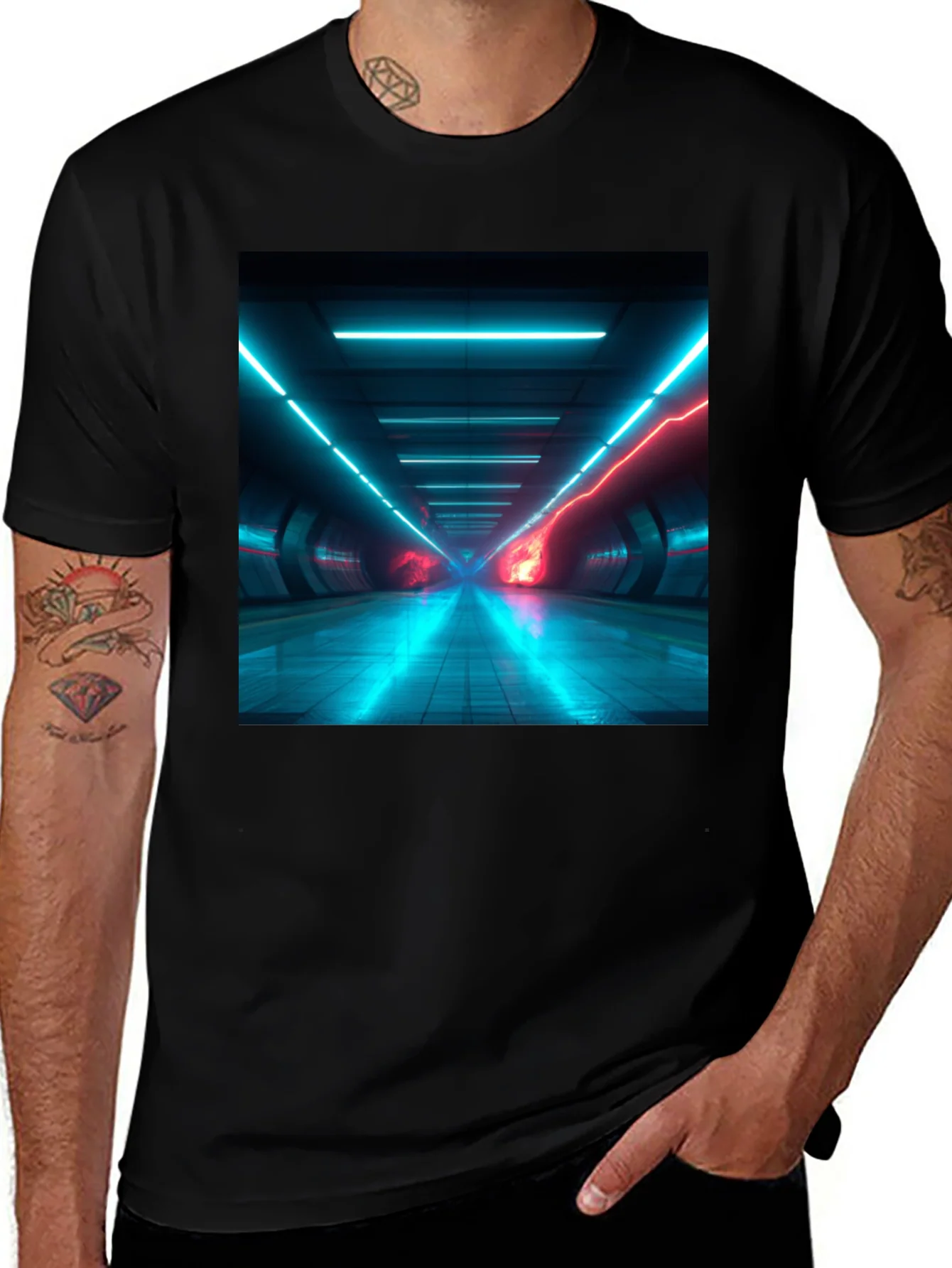 Cyberpunk Tunnel Vision T-Shirt - Black