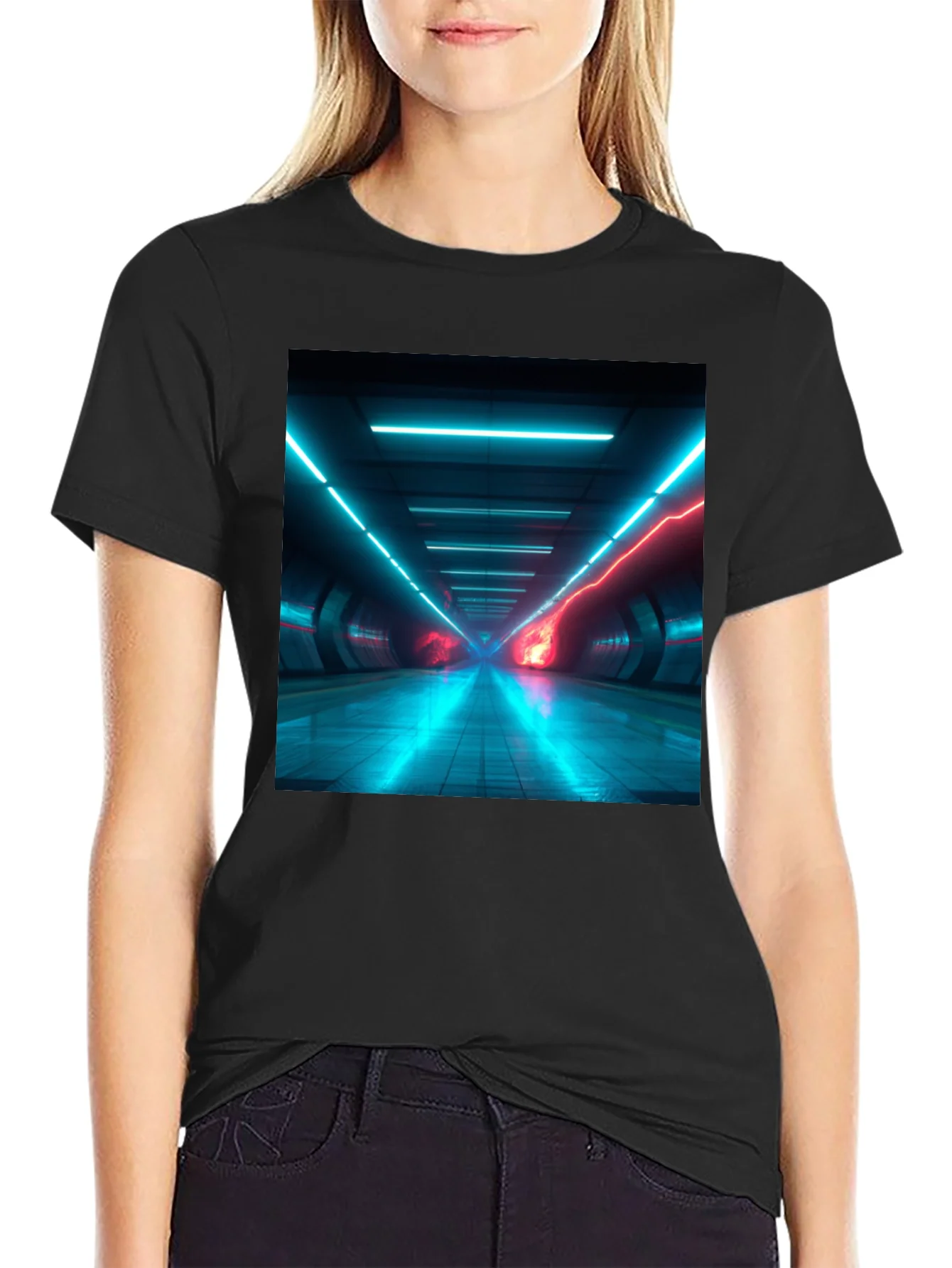 Cyberpunk Tunnel Vision T-Shirt - Black