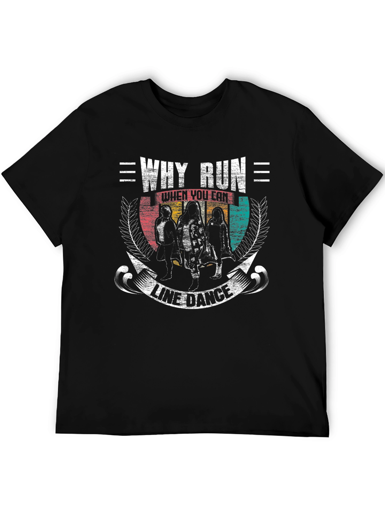 Why Run Line Dance Black Graphic T-Shirt