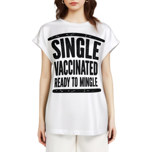 Single Vaccinated Ready To Mingle Vintage Graphic T-Shirt – Funny Retro Statement Tee for Women & Men(z190)