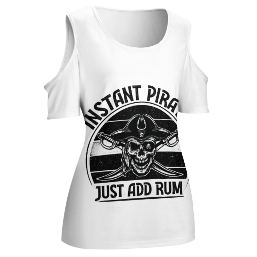 Instant Pirate Graphic T-Shirt – Just Add Rum Funny Skull Tee for Pirate Lovers(z172)