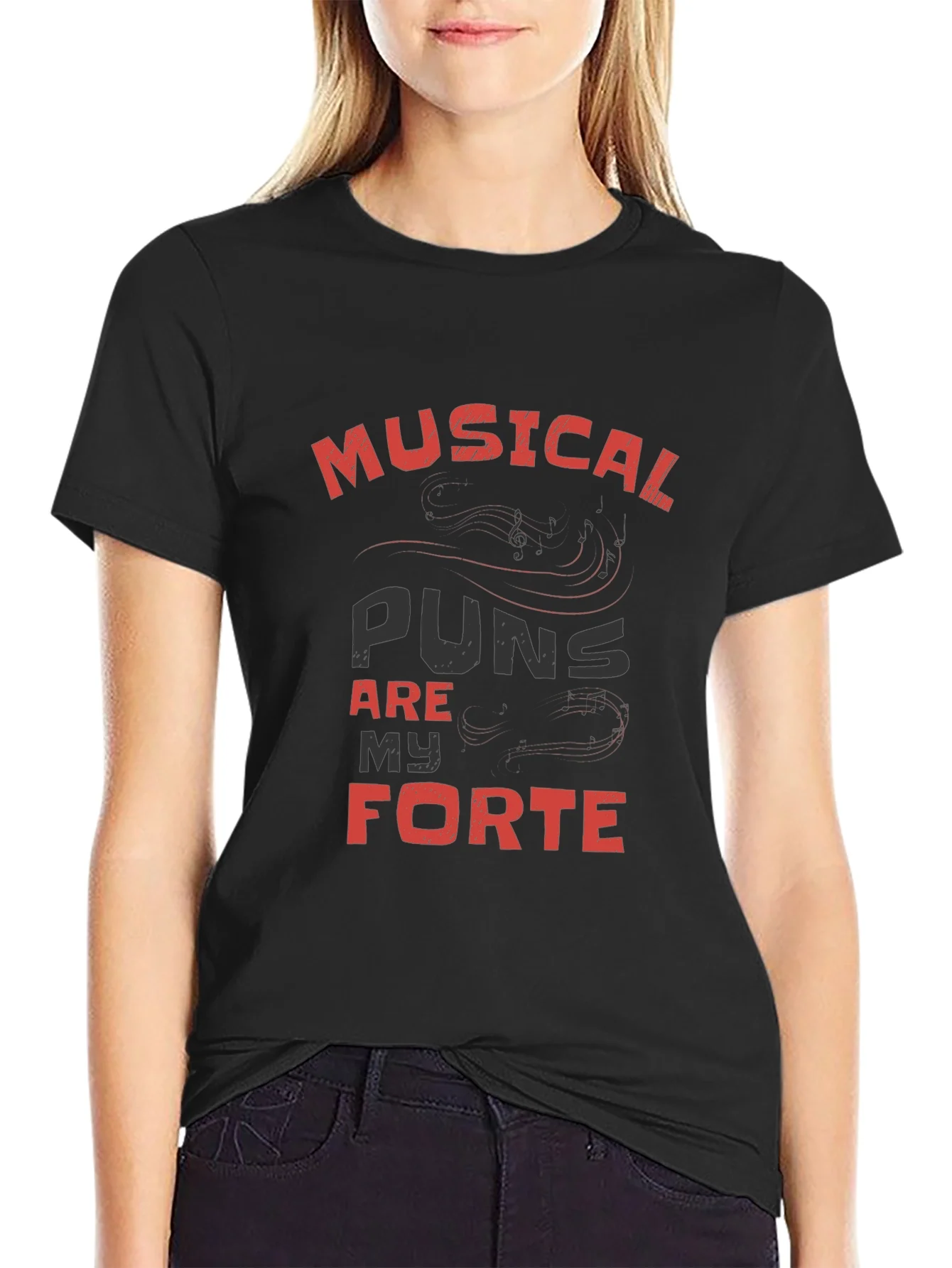 Musical Puns Are My Forte Black T-Shirt