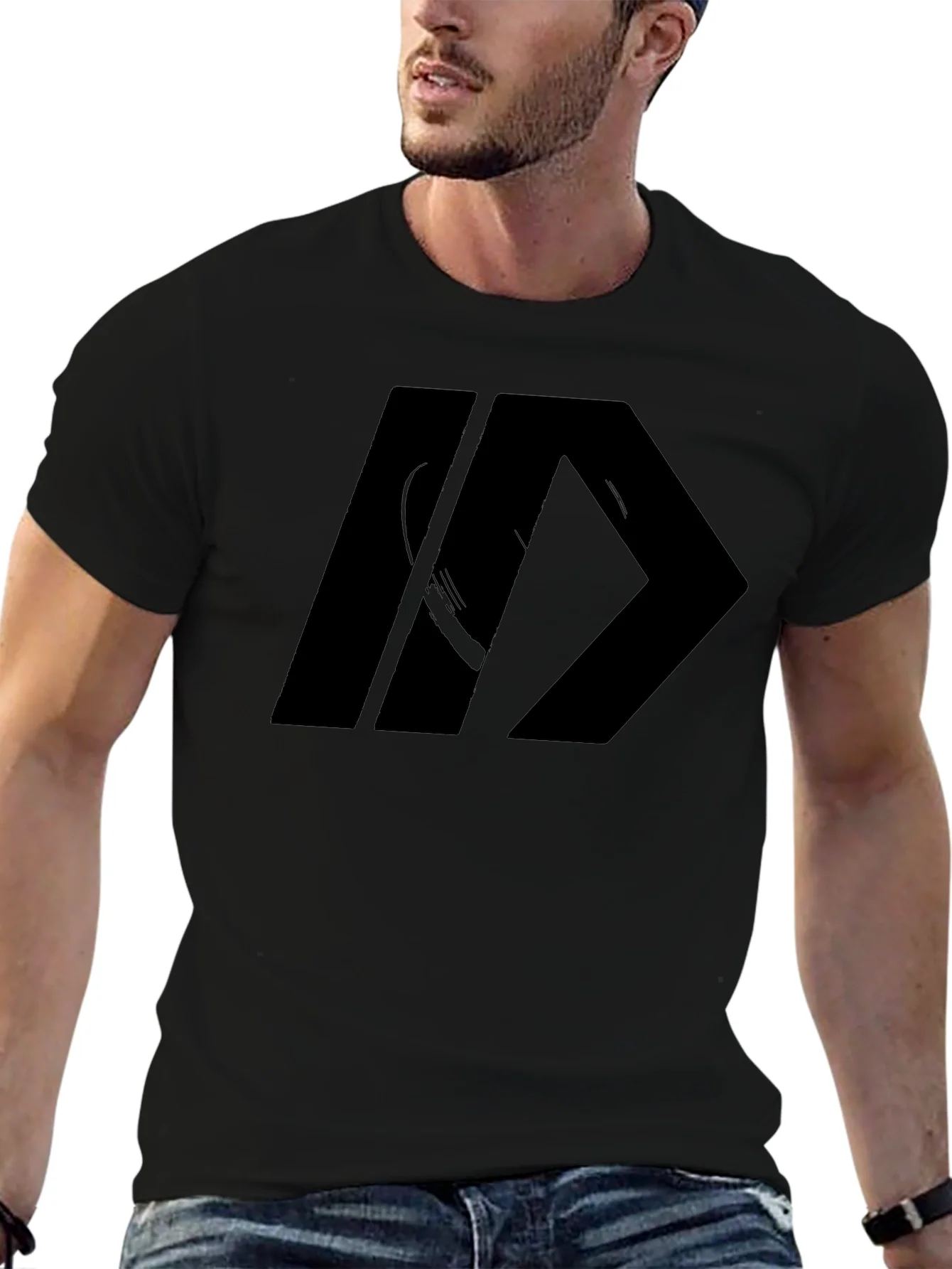 Mens Black Graphic Tee - Modern Design