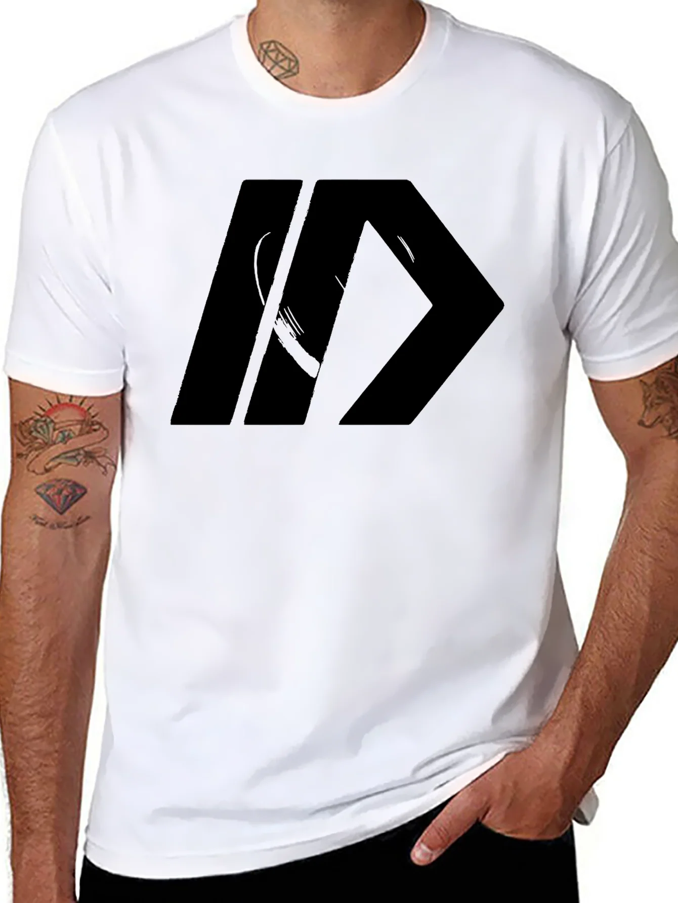 Mens Black Graphic Tee - Modern Design