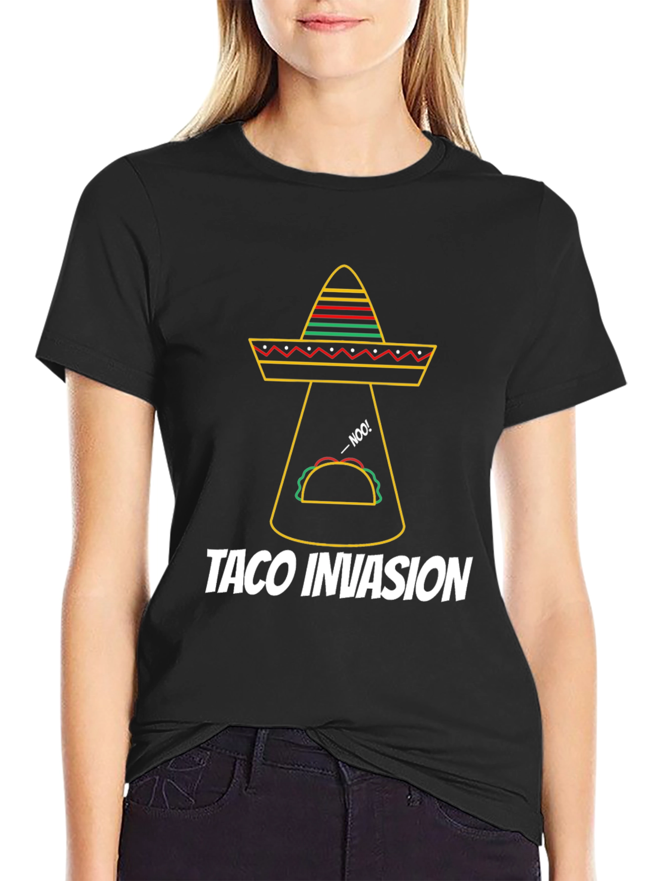 Taco Invasion Graphic T-Shirt - Funny Alien Sombrero Tee