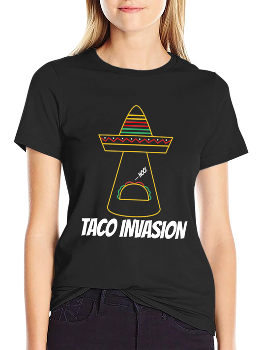 Taco Invasion Graphic T-Shirt - Funny Alien Sombrero Tee