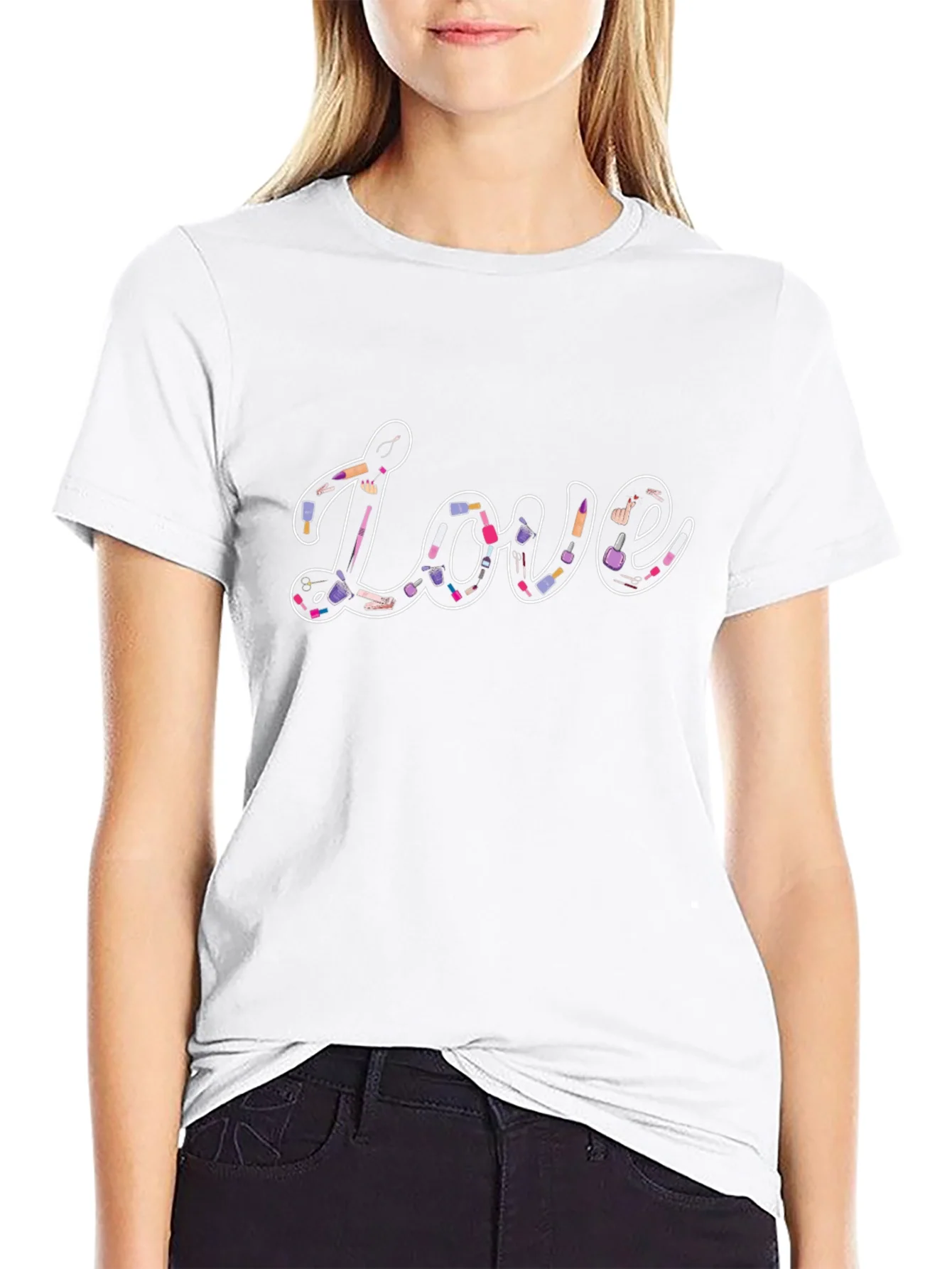 Love Makeup Design Black Tee Shirt