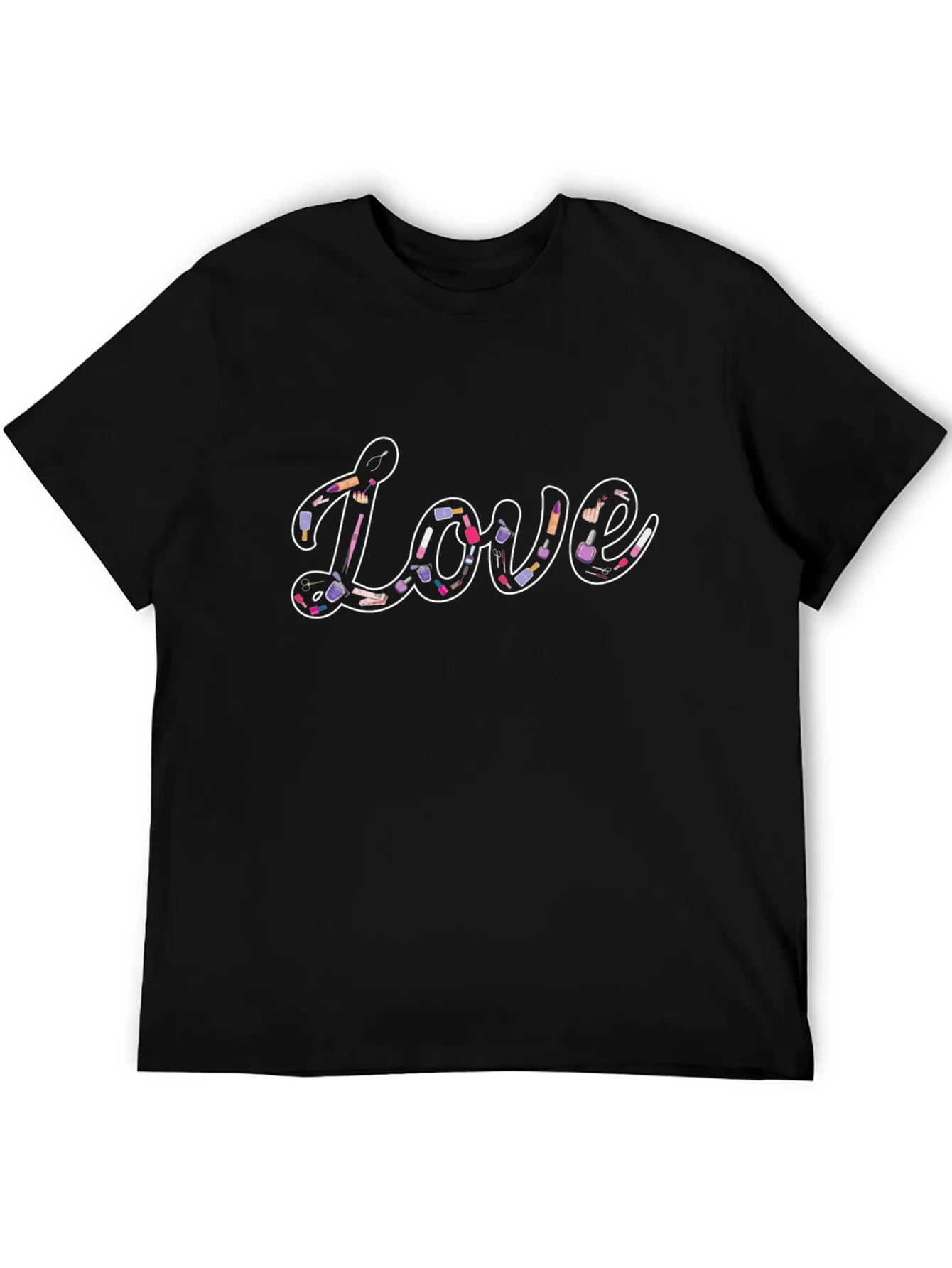 Love Makeup Design Black Tee Shirt