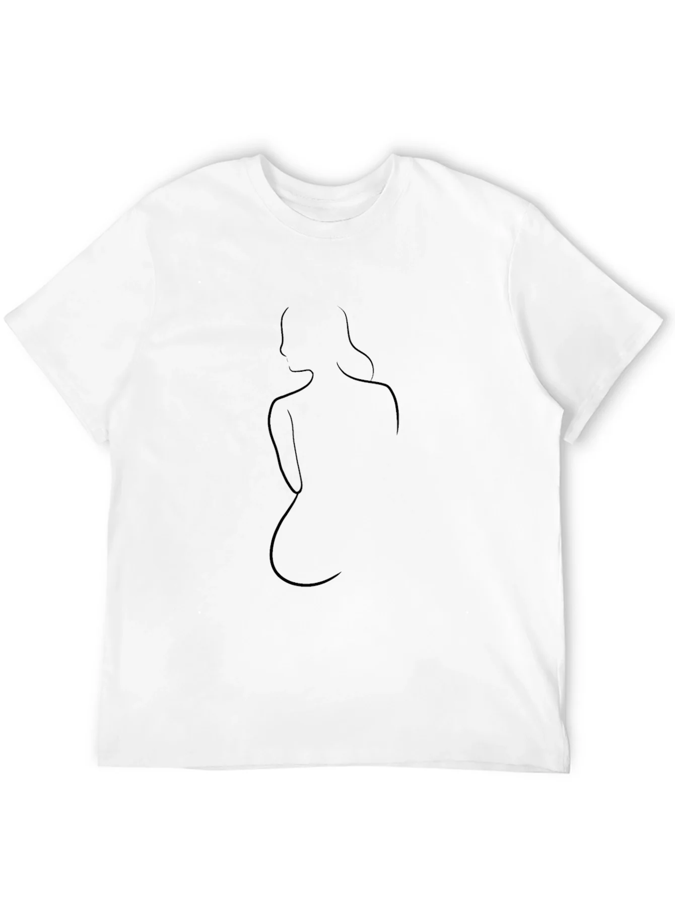 Minimalist Woman Line Art Black T-Shirt