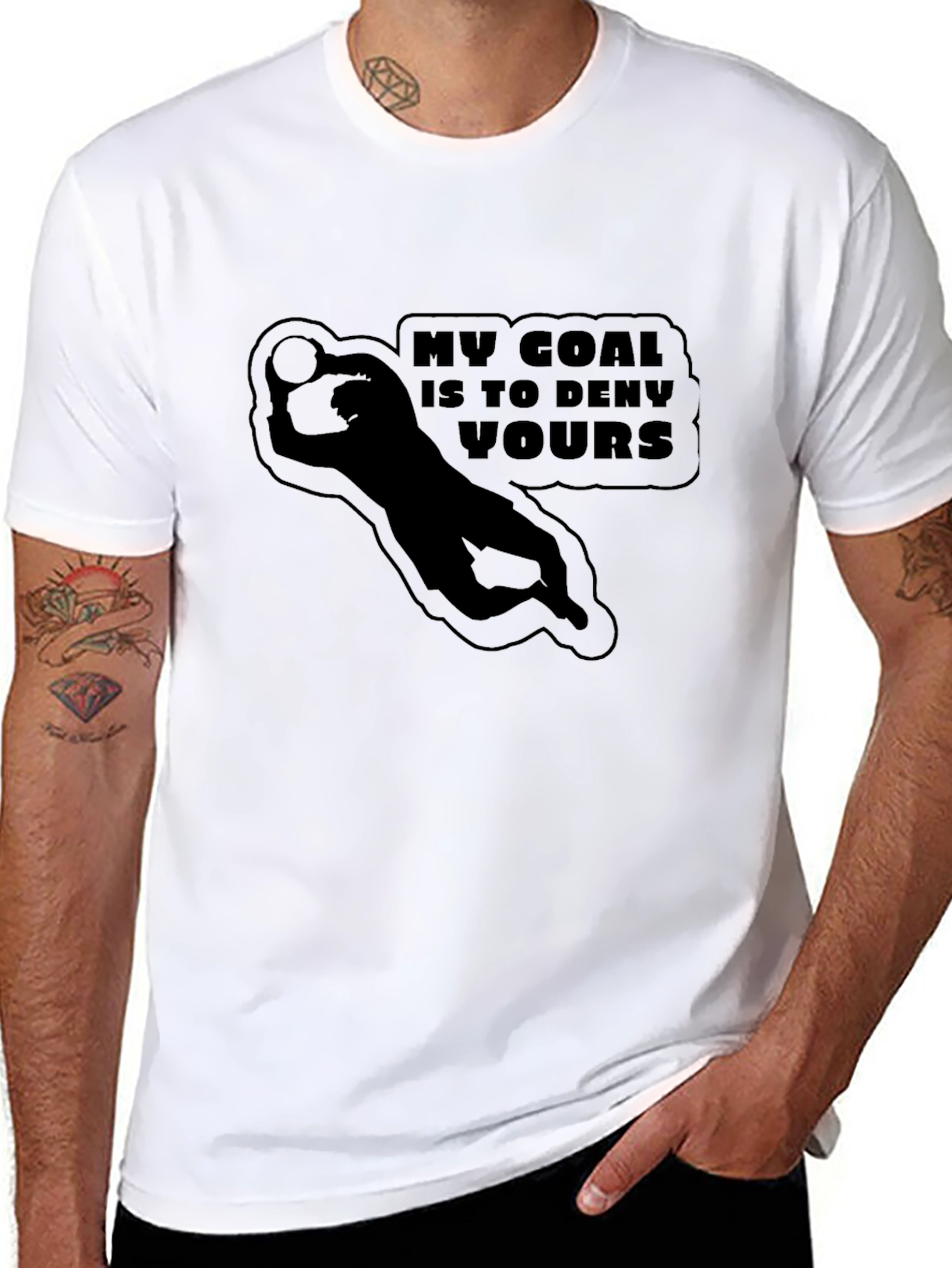 My Goal is to Deny Yours Goalie Graphic T-Shirt