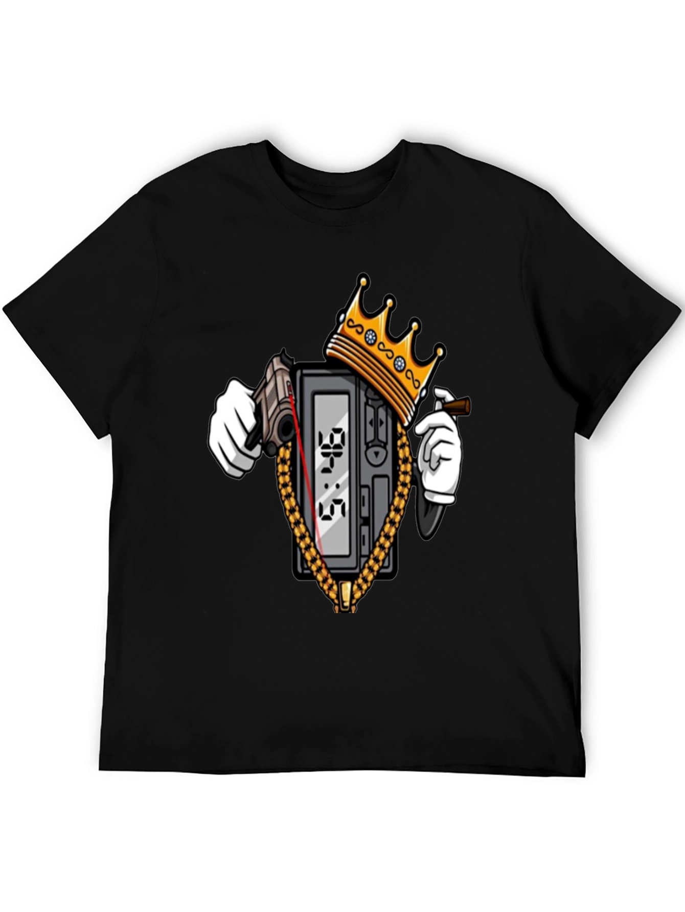 Gangster Clock T-Shirt - Black Crew Neck Graphic Tee