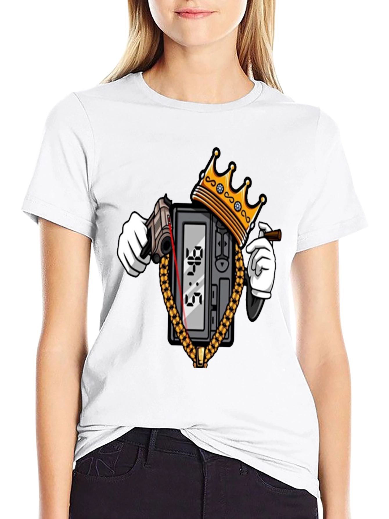 Gangster Clock T-Shirt - Black Crew Neck Graphic Tee