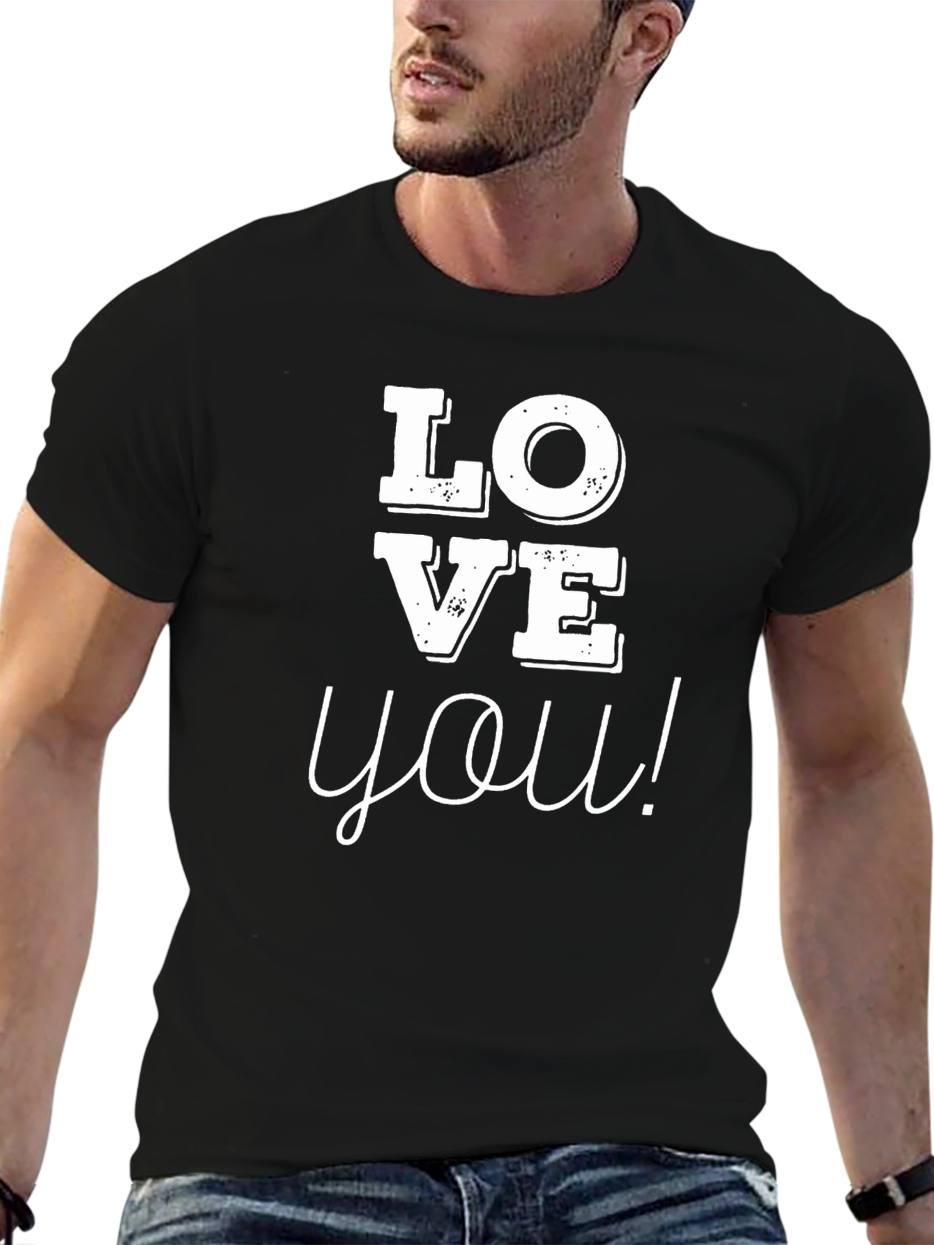 Love You Graphic Tee - Trendy Black Cotton T-Shirt