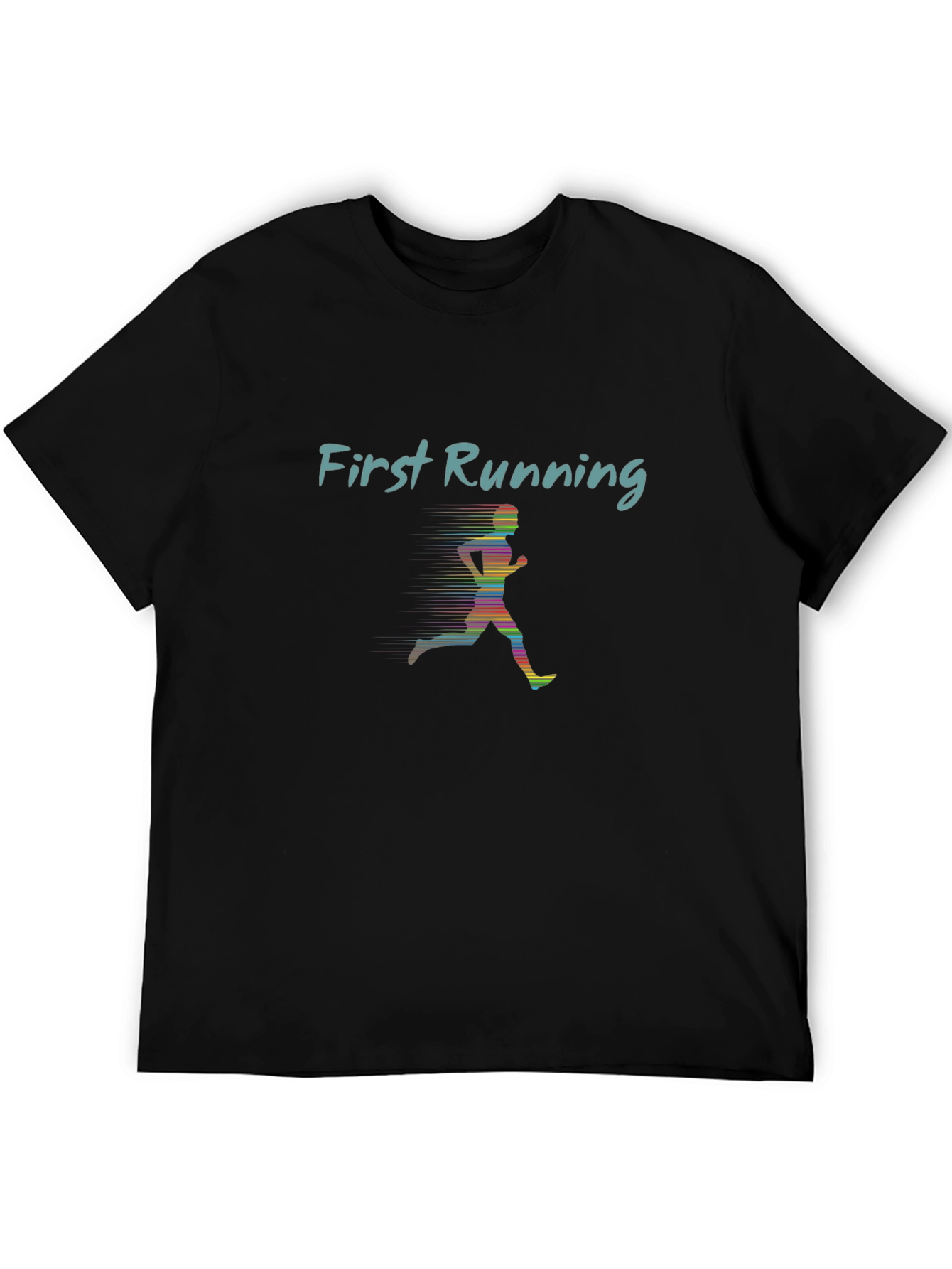 First Running Tee - Sleek Black Graphic T-Shirt