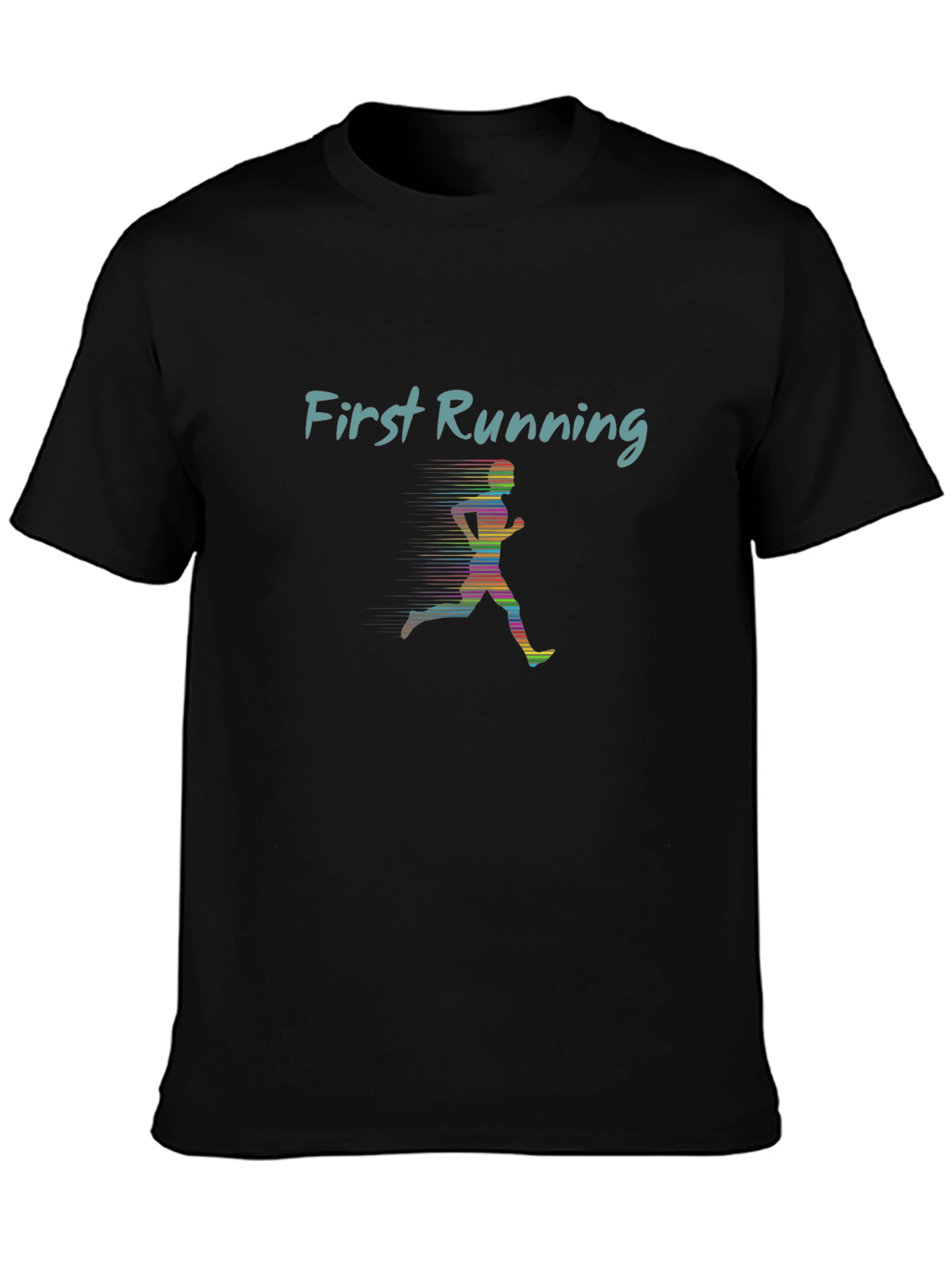 First Running Tee - Sleek Black Graphic T-Shirt