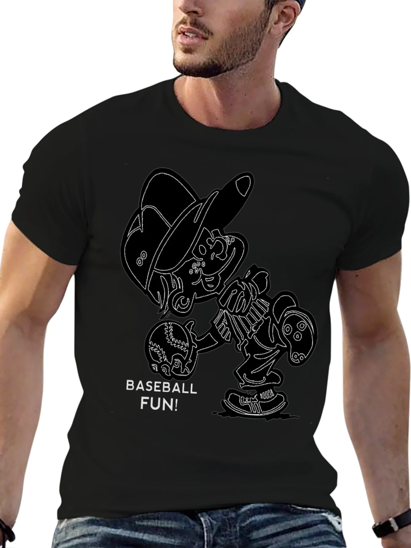Baseball Fun Cartoon Graphic T-Shirt