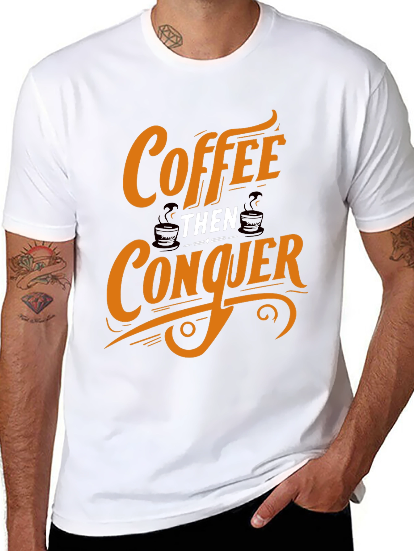 Coffee Then Conquer Black Graphic Tee