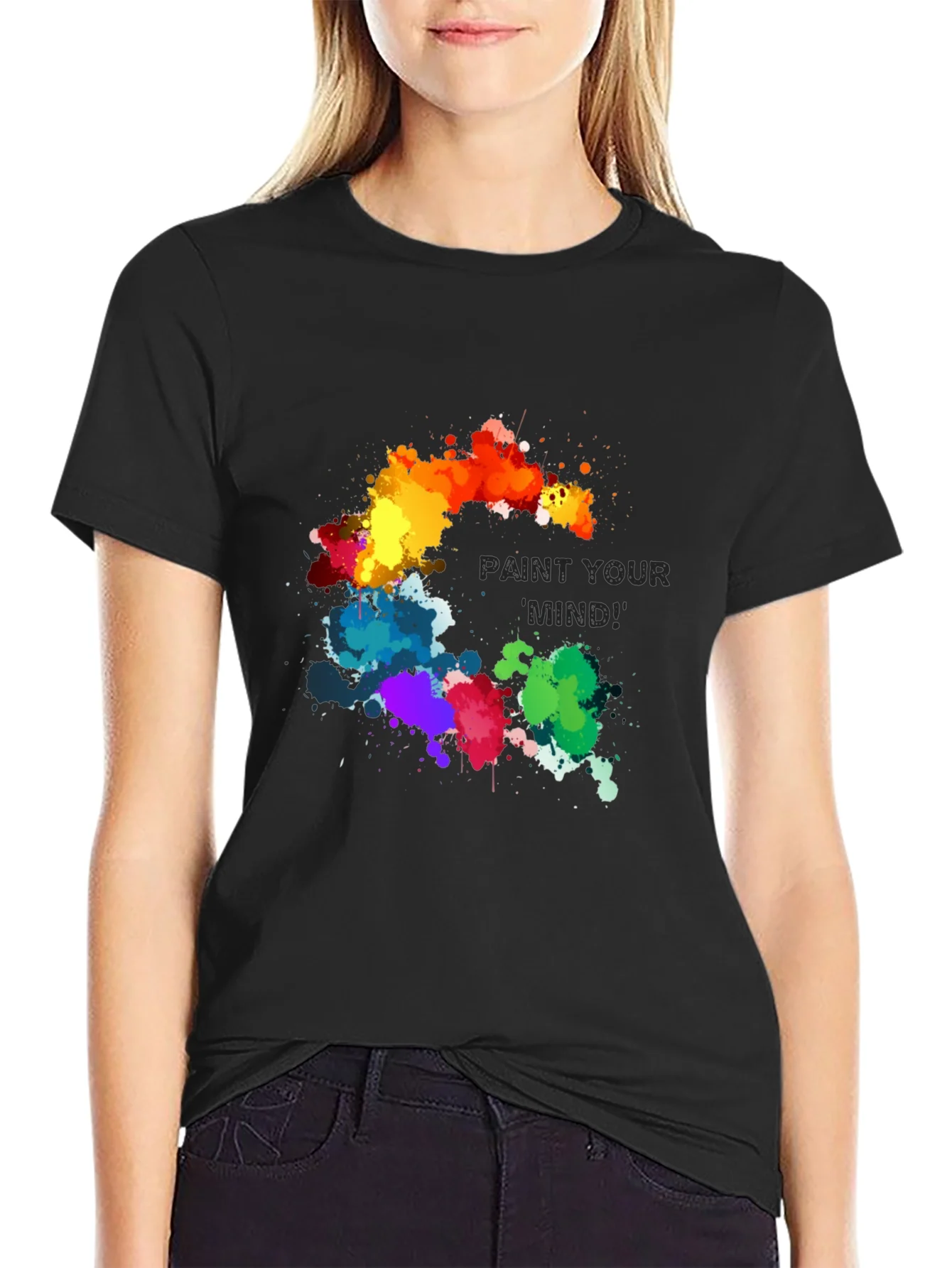 Paint Your Mind Graphic Tee - Artistic Black T-Shirt