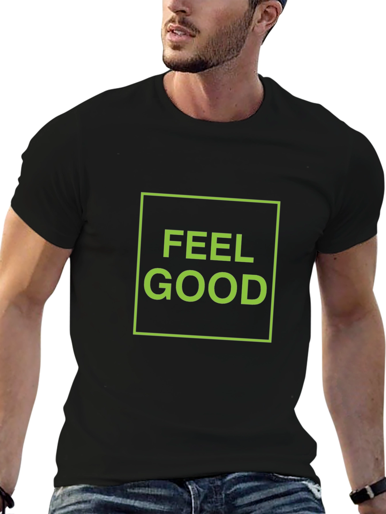 Feel Good Graphic Tee - Black Cotton T-Shirt