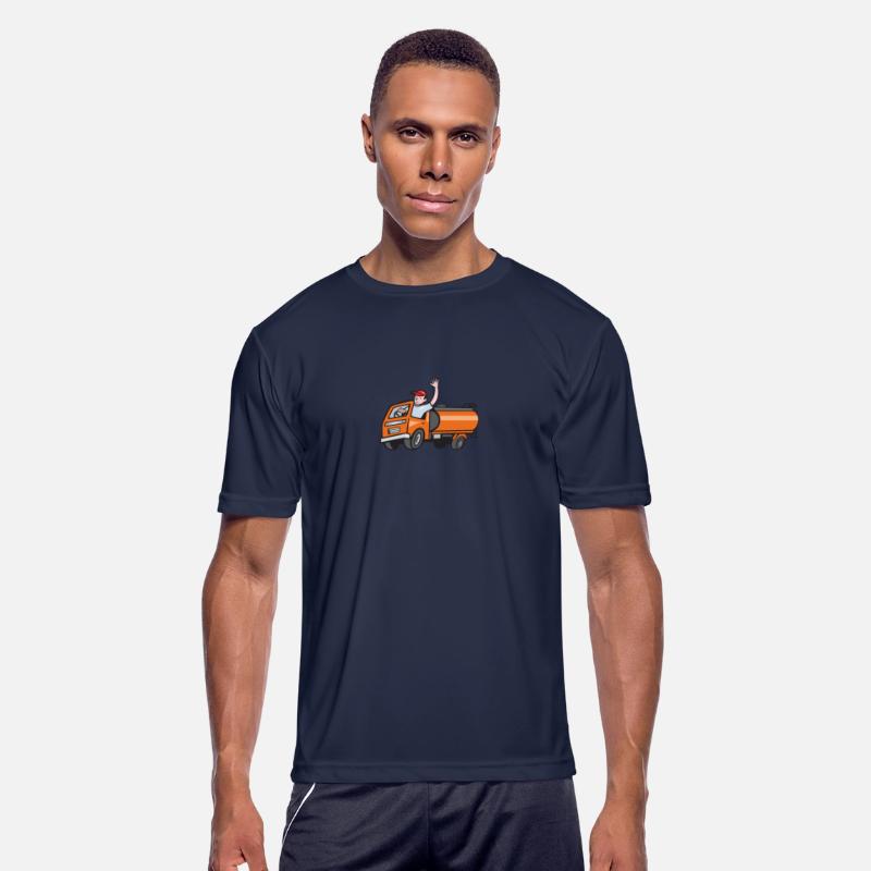 4 Wheeler Tanker Truck Driver Waving Cartoon