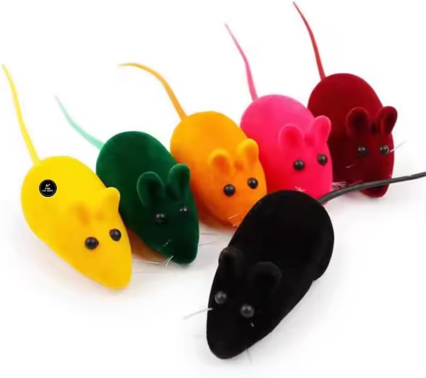 Fun Plush Cat Rats, Cats Hunting Mouse Toys, Bite Proof Cat Squeek Toy, Interactive Mice Plush Squeaky, Soft Mouse Toys for Cats, Kittens - 3Pcs (Pack of 1) (Color May Vary)