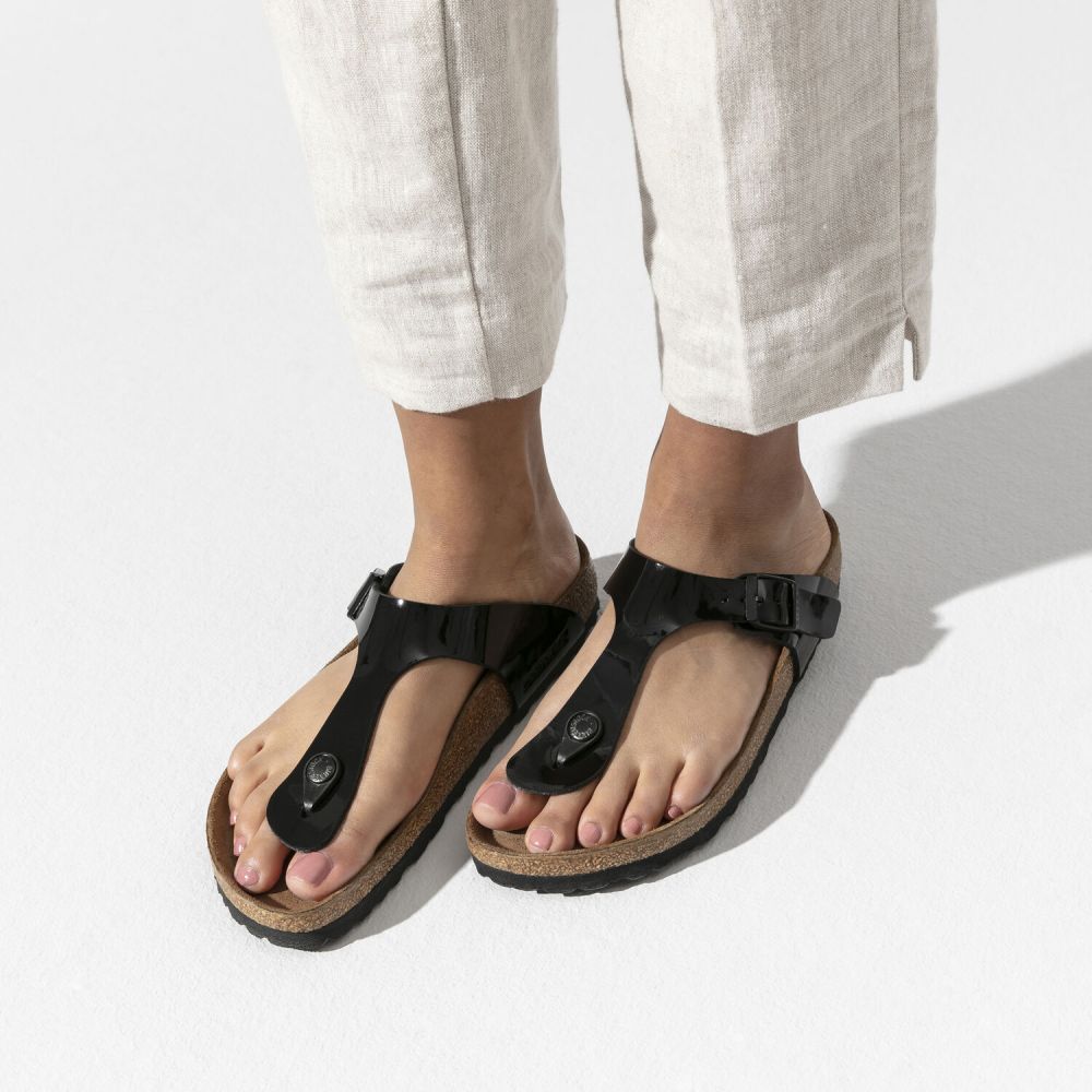 Birkenstock Women's Gizeh Birko-Flor Patent in Black