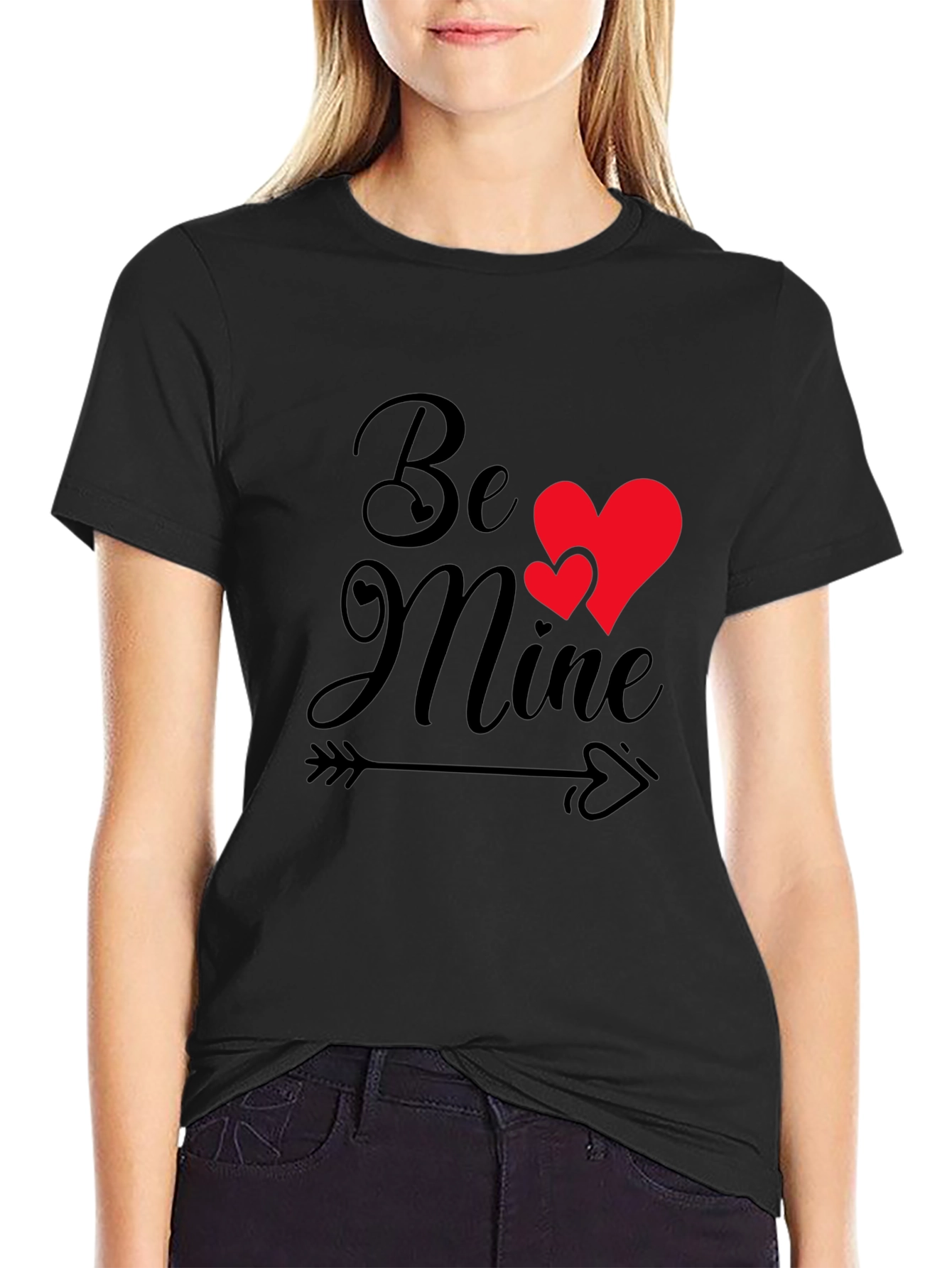 Be Mine Valentines Day Graphic Tee - Black