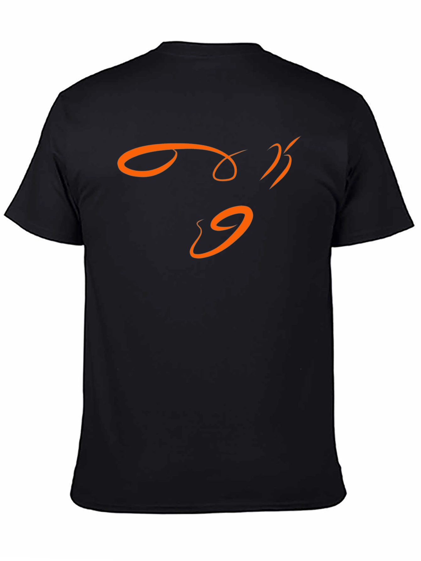 Modern Black T-Shirt with Abstract Orange Design