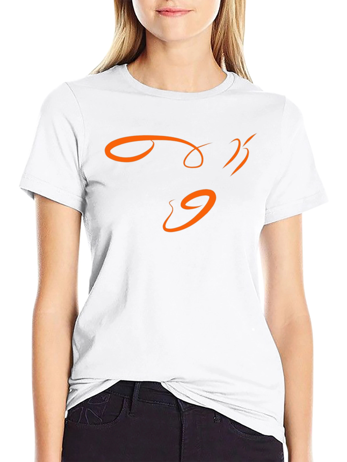Modern Black T-Shirt with Abstract Orange Design