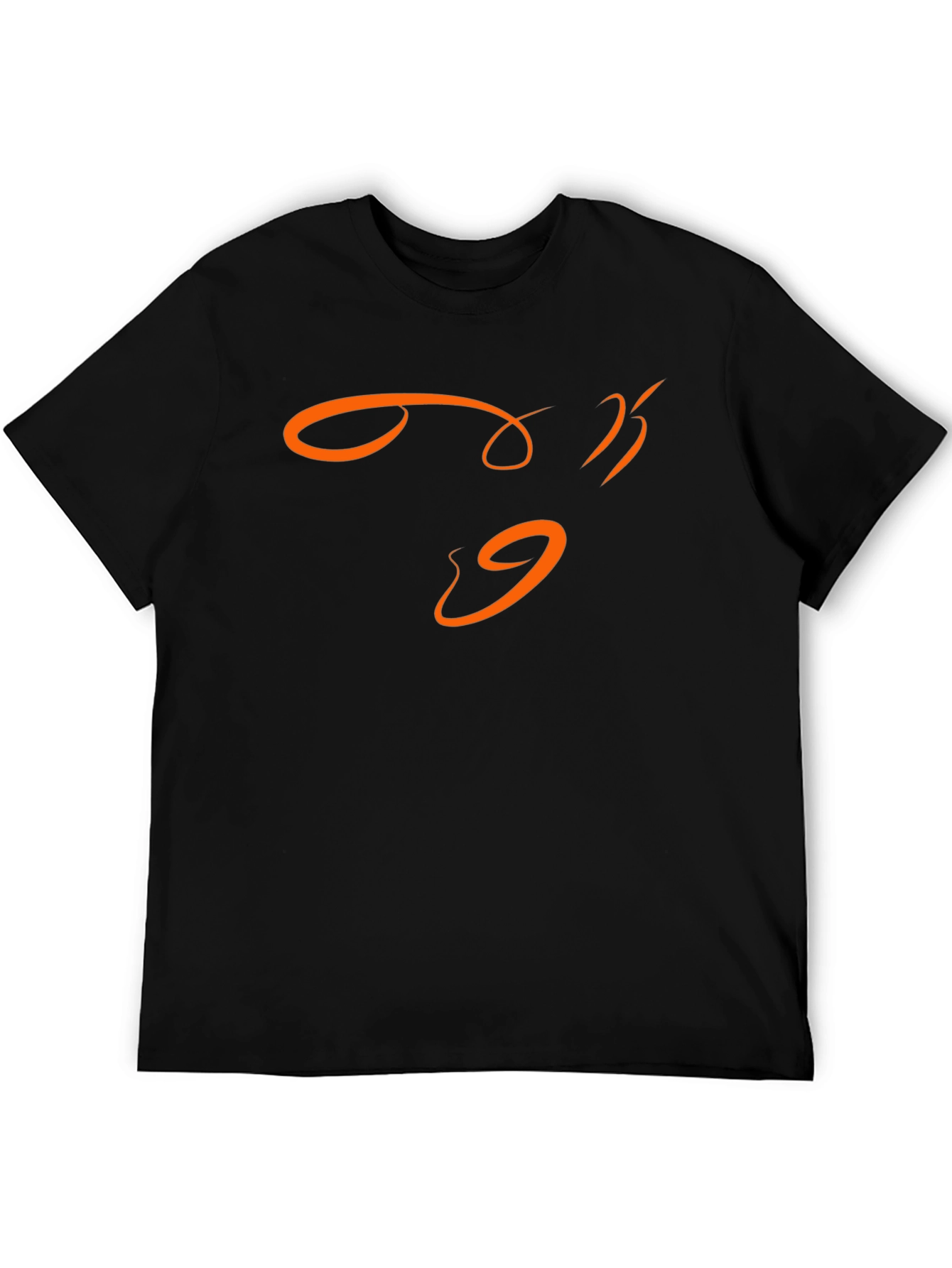 Modern Black T-Shirt with Abstract Orange Design