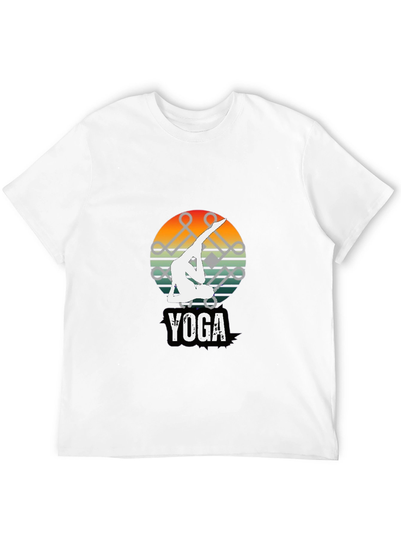 Yoga Pose Graphic Tee - Sunset Design Black Shirt
