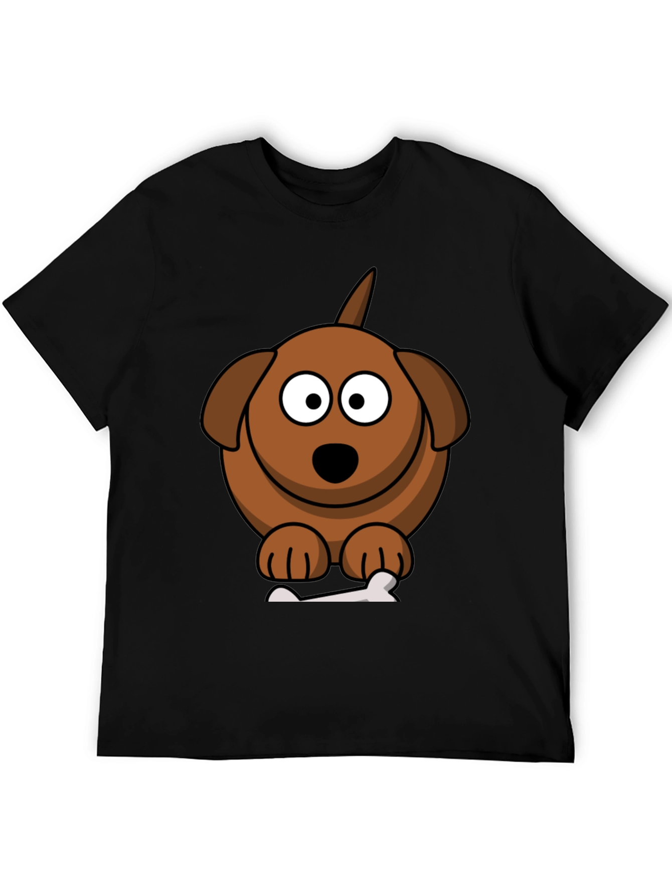 Cartoon Dog Graphic T-Shirt - Unisex Black Tee