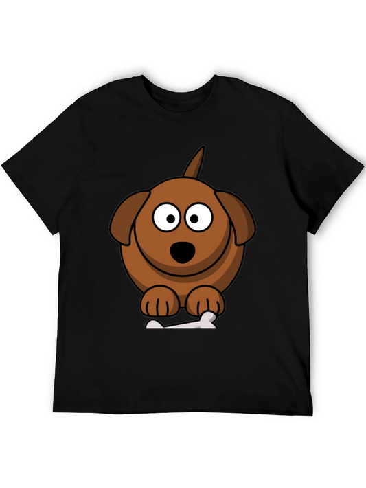 Cartoon Dog Graphic T-Shirt - Unisex Black Tee