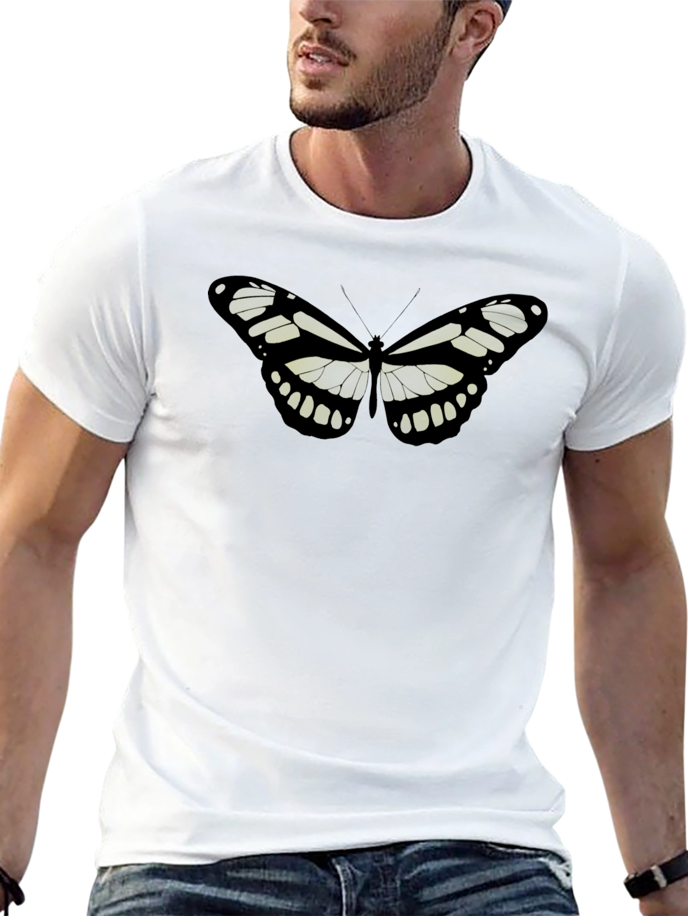 Butterfly Graphic Tee - Stylish Black T-Shirt